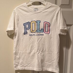 Polo Ralph Lauren White T-Shirt with Multicolor Logo for boys